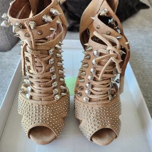 Jeffrey Campbell Tan Studded Heels